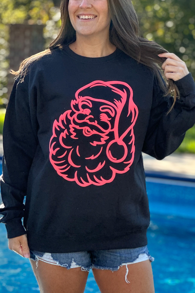 Santa Face Puff Sweatshirt