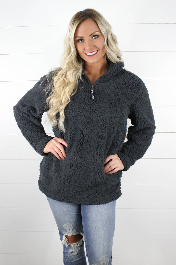 Quarter Zip Sherpa Pullover - Glittering Boutique