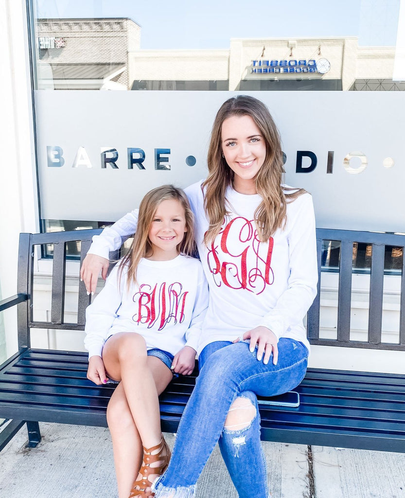 Long Sleeve Personalized Glitter Monogrammed Tee - Glittering Boutique