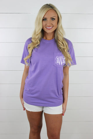 Short Sleeve Personalized Comfort Color Pocket Tee - Glittering Boutique