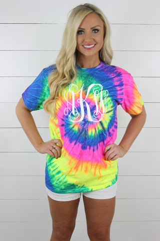 Tie Dye Monogram Shirt - Glittering Boutique