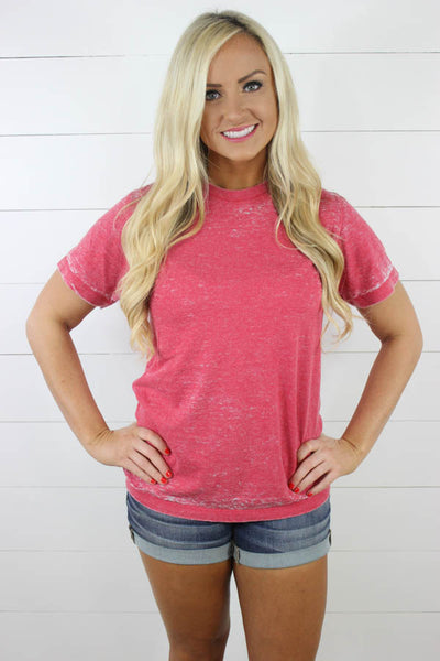 Short Sleeve Acid Wash Burnout Tee - Glittering Boutique