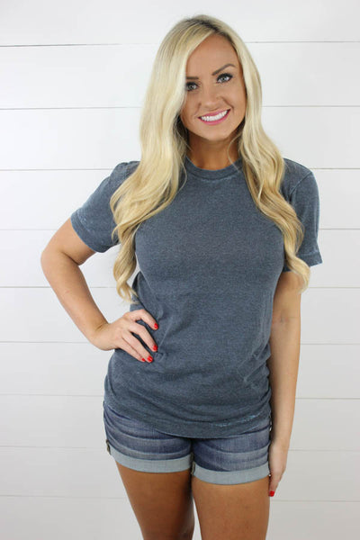 Short Sleeve Acid Wash Burnout Tee - Glittering Boutique