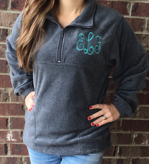 Monogrammed Quarter Zip Pullover - 6 Colors!! - Glittering Boutique