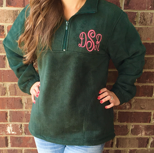 Monogrammed Quarter Zip Pullover - 6 Colors!! - Glittering Boutique