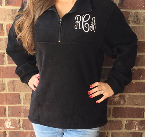 Monogrammed Quarter Zip Pullover - 6 Colors!! - Glittering Boutique