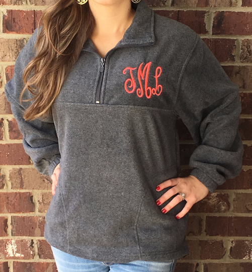 Monogrammed Quarter Zip Pullover - 6 Colors!! - Glittering Boutique