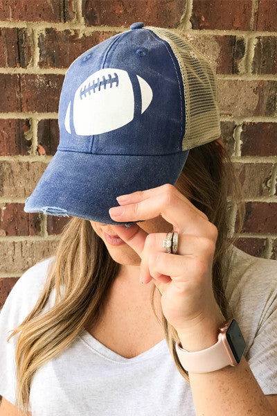 FOOTBALL DISTRESSED HAT - Glittering Boutique