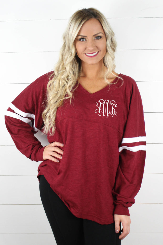 Personalized Slub Varsity Tee - Glittering Boutique