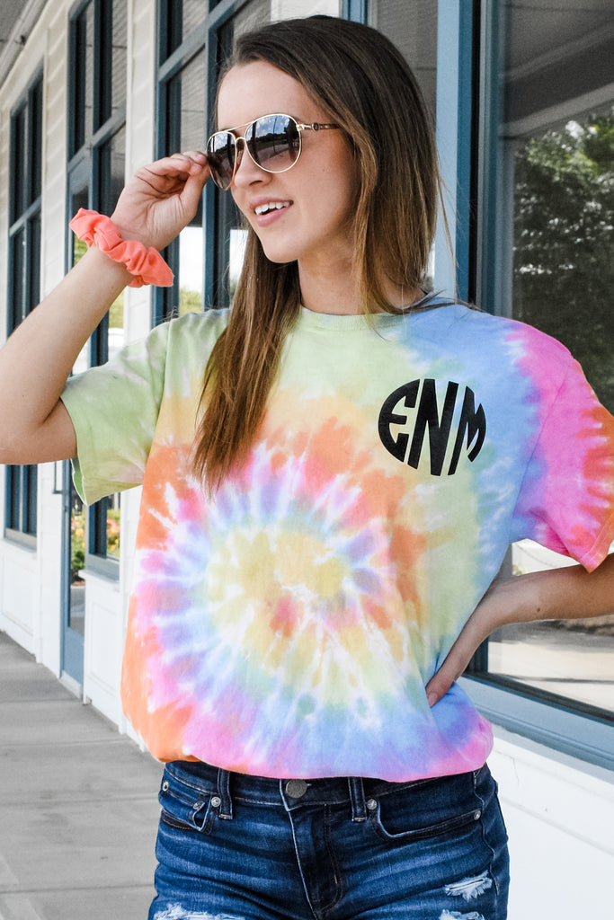 Tie Dye Monogram Shirt Left Pocket Design