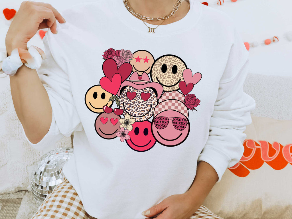 Valentines Smiley Faces Sweatshirt